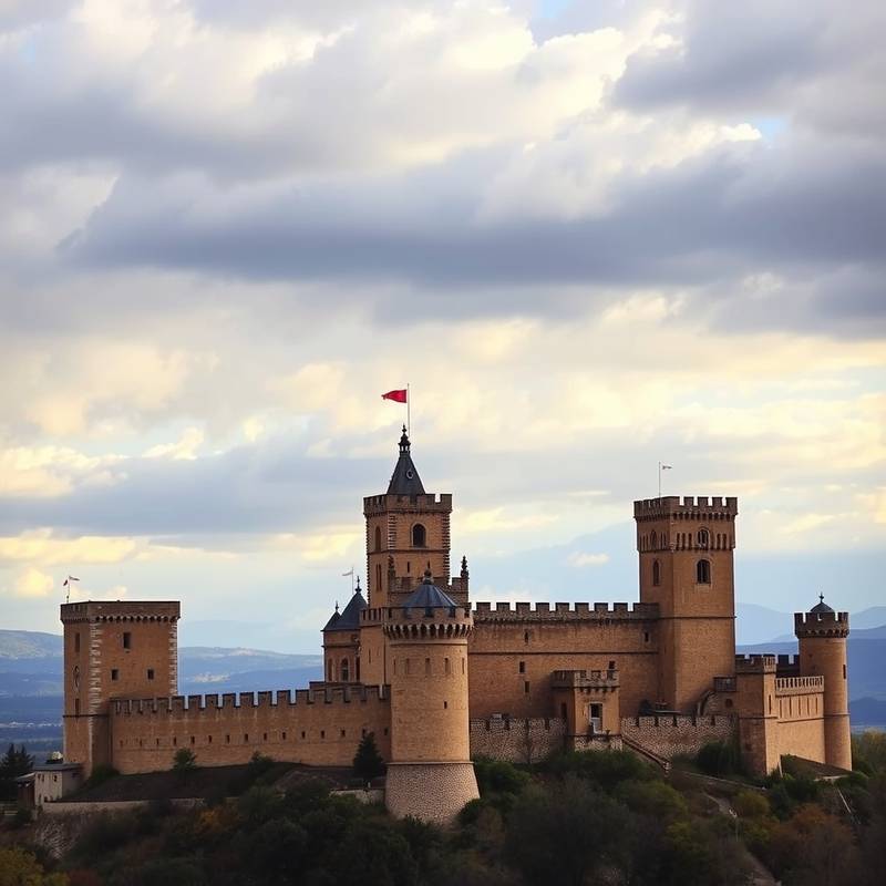 El Alcázar de Segovia, un castillo medieval con torres y murallas, dominando el paisaje castellano.
