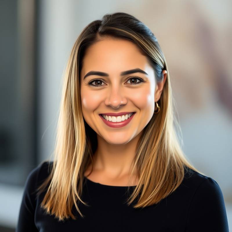 Retrato de Elena Fernández, Gerente de Locaciones, sonriendo amablemente.